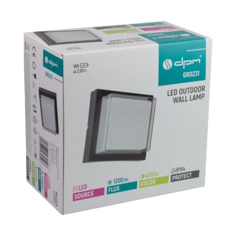 Kinkiet zewnętrzny LED, 18 W, 1800 lm, 4000 K, IP54, czarny