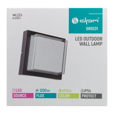 Kinkiet zewnętrzny LED, 18 W, 1800 lm, 4000 K, IP54, czarny