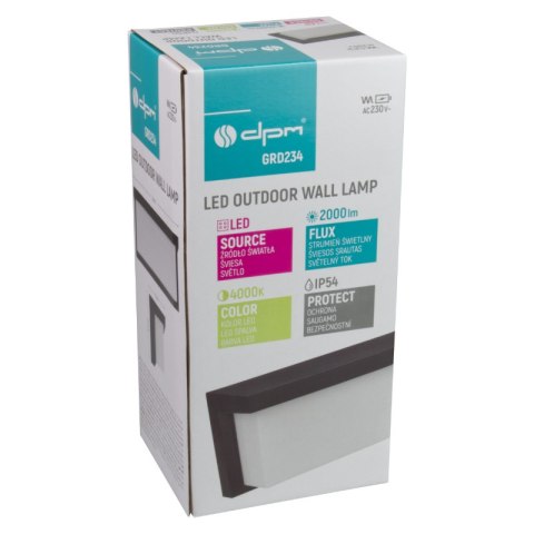 Kinkiet zewnętrzny LED, 18 W, 1800 lm, 4000 K, IP54, czarny