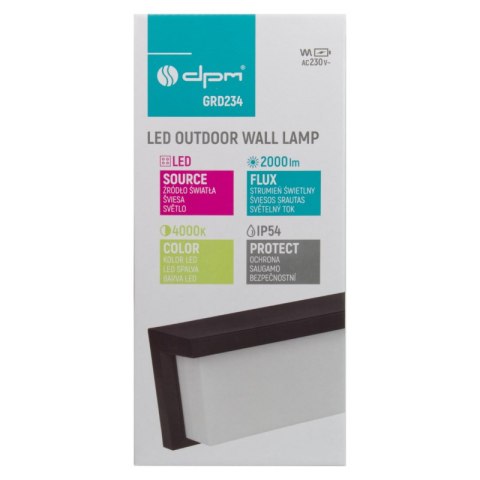Kinkiet zewnętrzny LED, 18 W, 1800 lm, 4000 K, IP54, czarny
