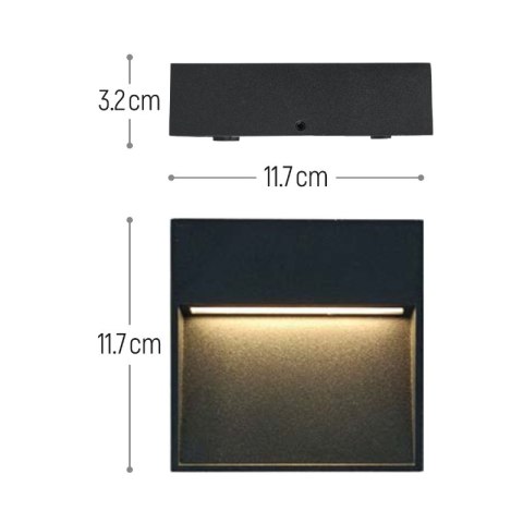 Kinkiet zewnętrzny LED, 3 W, 270 lm, 4000 K, IP54, czarny