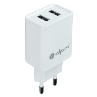 Ładowarka sieciowa 2 x USB, 2,4 A, biała DPM