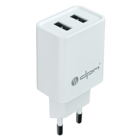 Ładowarka sieciowa 2 x USB, 2,4 A, biała DPM