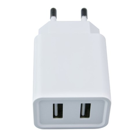 Ładowarka sieciowa 2 x USB, 2,4 A, biała DPM