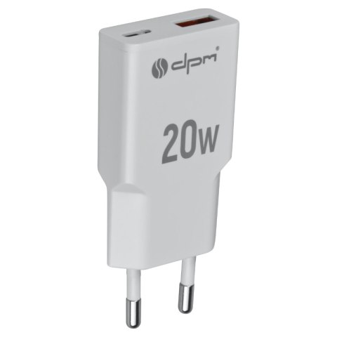 Ładowarka sieciowa 2 x USB (A+C), QC 3.0, PD, PPS, 3 A, 20 W, biała