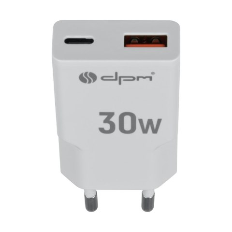 Ładowarka sieciowa 2 x USB (A+C), QC 3.0, PD, PPS, 3 A, 30 W, biała