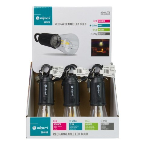 Lampa kempingowa LED, ładowalna, 120 lm, IPX4