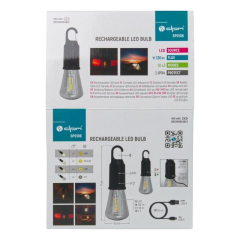 Lampa kempingowa LED, ładowalna, 120 lm, IPX4