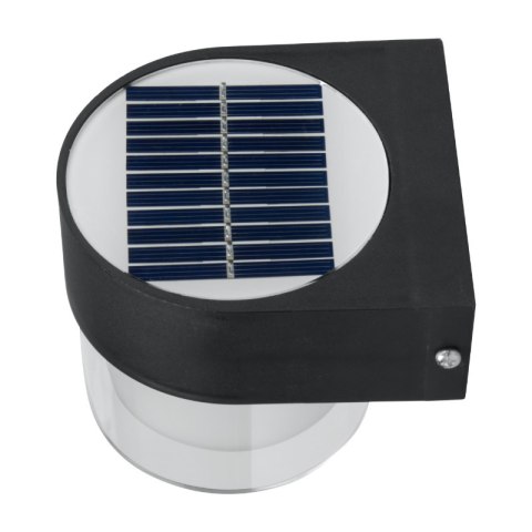 Lampa solarna zewnętrzna, 2 W, 300 lm, 3000/6000 K, IP65, czarna