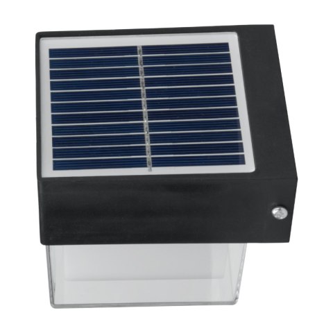 Lampa solarna zewnętrzna, 2 W, 300 lm, 3000/6000 K, IP65, czarna