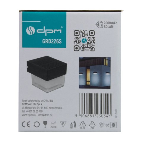 Lampa solarna zewnętrzna, 2 W, 300 lm, 3000/6000 K, IP65, czarna