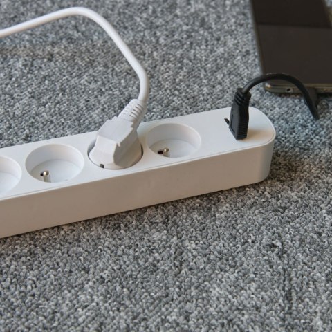 Listwa ochronna z wyłącznikiem, 5 gniazd, 2 x USB, biała, 1.5 m