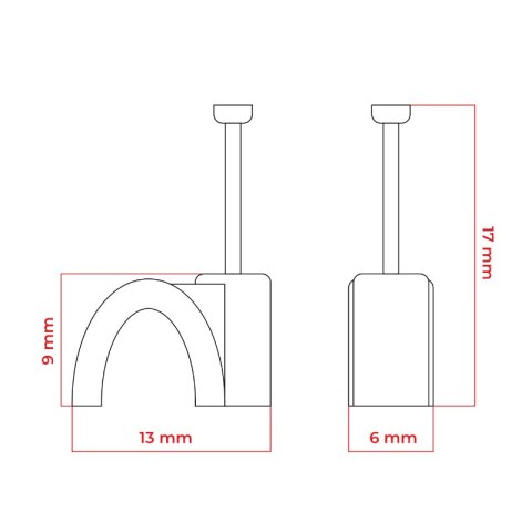 Uchwyt na kabel okrągły, fi 7 mm, biały, 25 szt.