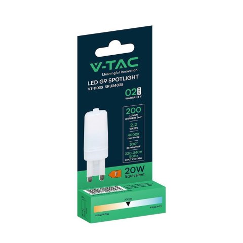 Żarówka LED V-TAC 2,2W G9 230V VT-11033 4000K 200lm
