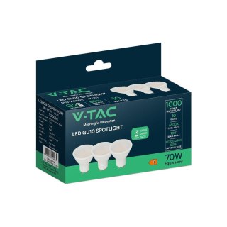 Żarówka LED V-TAC GU10 10W 100st (opak. 3szt) VT-271 6500K 1000lm