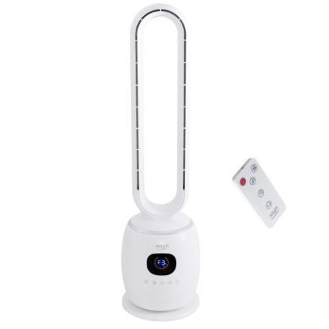 Adler Bezłopatkowy Wentylator Kolumnowy 86 cm z Pilotem, Oscylacja 60°, 3 Prędkości, 3 Tryby Pracy, Timer 1-12 h, LED