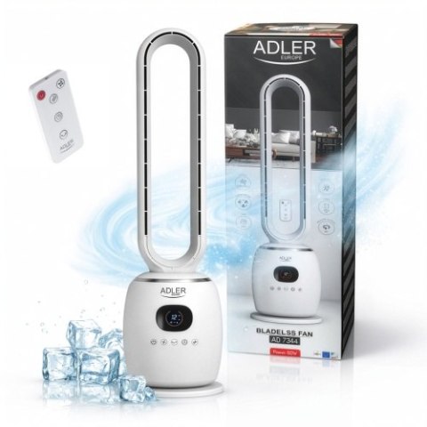 Adler Bezłopatkowy Wentylator Kolumnowy 86 cm z Pilotem, Oscylacja 60°, 3 Prędkości, 3 Tryby Pracy, Timer 1-12 h, LED