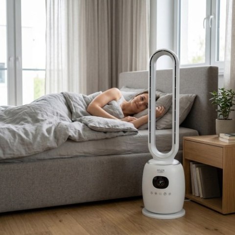 Adler Bezłopatkowy Wentylator Kolumnowy 86 cm z Pilotem, Oscylacja 60°, 3 Prędkości, 3 Tryby Pracy, Timer 1-12 h, LED