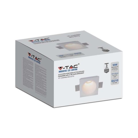 Oprawa gipsowa V-TAC GU10 kinkiet ścienny okrągły 120x120 VT-11009
