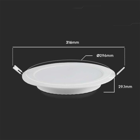 Panel LED V-TAC wpuszczanydownlight 24W okrągły fi300 VT-61024 3000K 2500lm