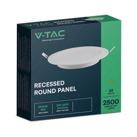 Panel LED V-TAC wpuszczanydownlight 24W okrągły fi300 VT-61024 3000K 2500lm
