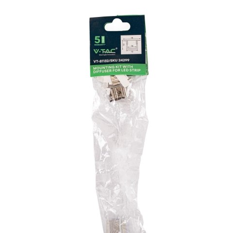 Profil do LED zestaw, ALU anodowany wpuszczany V-TAC 2mb klosz mleczny 12x10mm VT-81132
