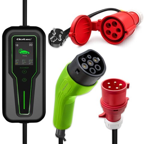 Qoltec Adapter siłowy do ładowarek EV | gniazdo CEE 16A 5P | Przejściówka 400V na SCHUKO 230V | max 16A | 3.5 kW