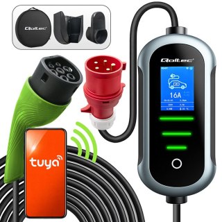 Qoltec Mobilna ładowarka do samochodu elektrycznego EV z regulacją 2w1 Typ2 | 11kW | 400V | CEE 16A | Wi-fi | TUYA | SMART LIFE 