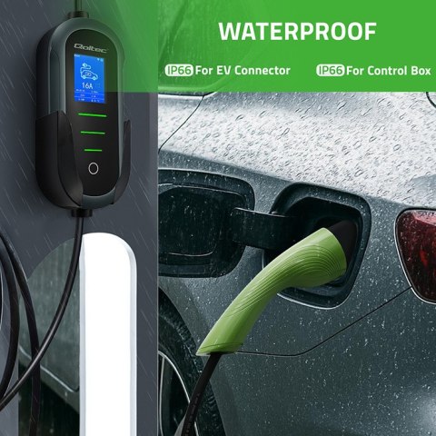 Qoltec Mobilna ładowarka do samochodu elektrycznego EV z regulacją 2w1 Typ2 | 11kW | 400V | CEE 16A | Wi-fi | TUYA | SMART LIFE 