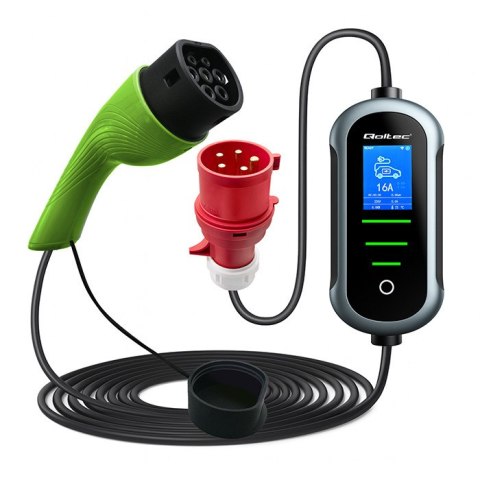 Qoltec Mobilna ładowarka do samochodu elektrycznego EV z regulacją 2w1 Typ2 | 11kW | 400V | CEE 16A | Wi-fi | TUYA | SMART LIFE 