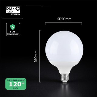 Żarówka LED V-TAC CREE CHIP 22W E27 kula glob G120 120Lm/W VT-242 4000K 2600lm