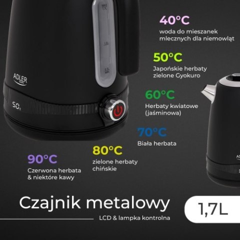 Adler Czajnik metalowy 1,7L z LCD & regulacją temperatury