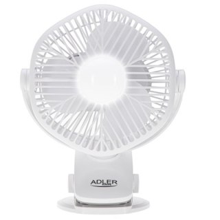 Adler Wentylator akumulatorowy 5"/12,7cm z klipsem - USB / LED