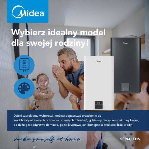Elektryczny podgrzewacz wody akumulacyjny, 100 l, D100-20ED6, Midea