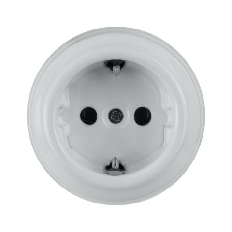Gniazdo ceramiczne Schuko, natynkowe, VINTAGE, białe