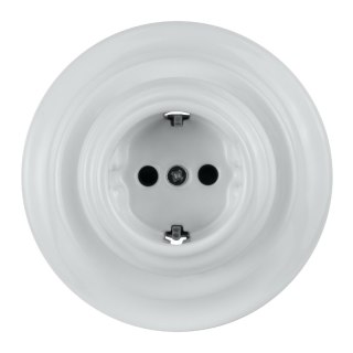 Gniazdo ceramiczne Schuko podtynkowe, VINTAGE, białe