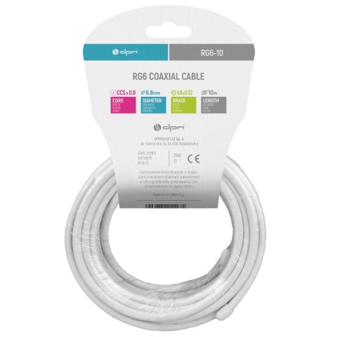 Kabel koncentryczny RG6 1 mm CCS, 10 m DPM