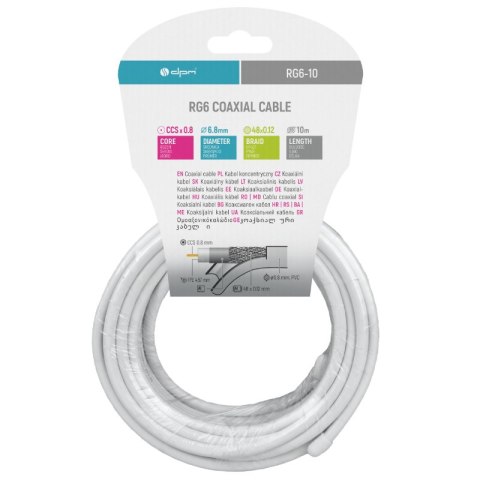 Kabel koncentryczny RG6 1 mm CCS, 10 m DPM