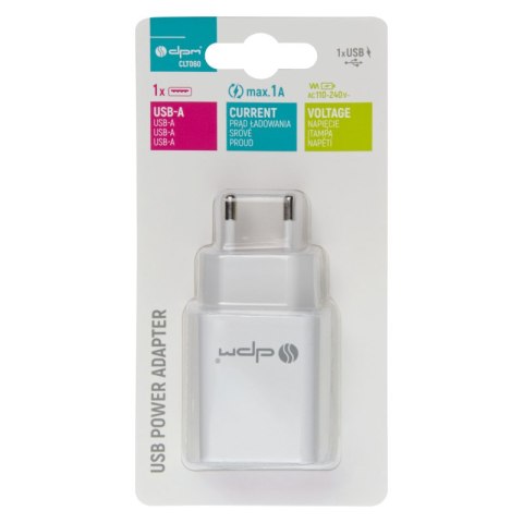 Ładowarka sieciowa 1 x USB, 1 A, biała DPM
