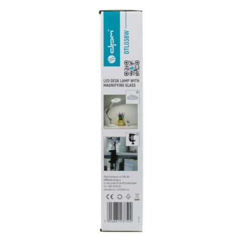 Lampka biurkowa LED z lupą, USB, 8 W, 450 lm, 3000-6000 K, biała