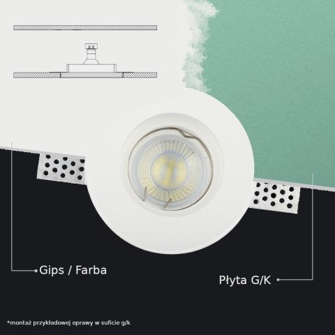 Oprawa Gipsowa V-TAC 2xGU10 Sufitowa Biała 190x100 VT-11012 