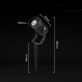 Oprawa gruntowa ogrodowa wbijana aluminium GU10 czarna IP65 VT-44005 