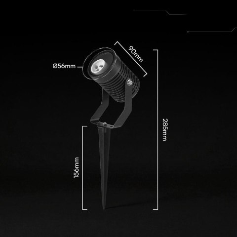 Oprawa gruntowa ogrodowa wbijana aluminium GU10 czarna IP65 VT-44005 