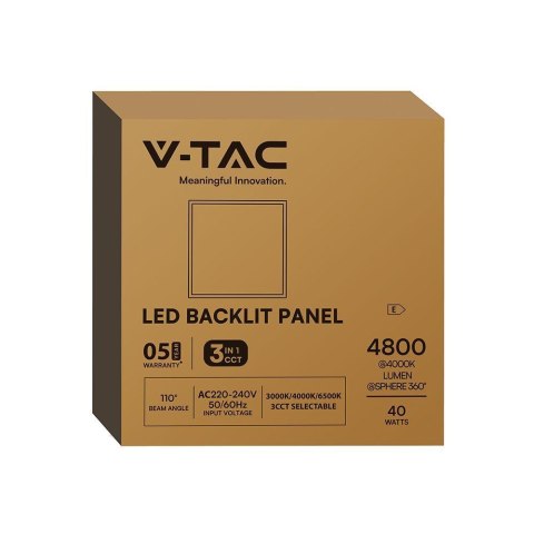 Panel LED V-TAC 40W 60x60 backlight 33mm 120Lm/CCT VT-61042CCT 4800lm