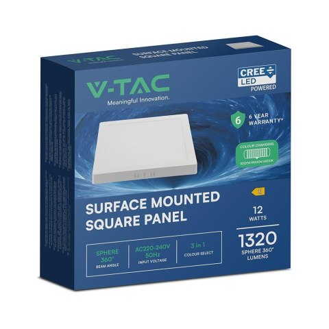 Panel natynkowy downlight V-TAC 12W LED CREE CHIP kwadrat VT-60012CCT 1320lm