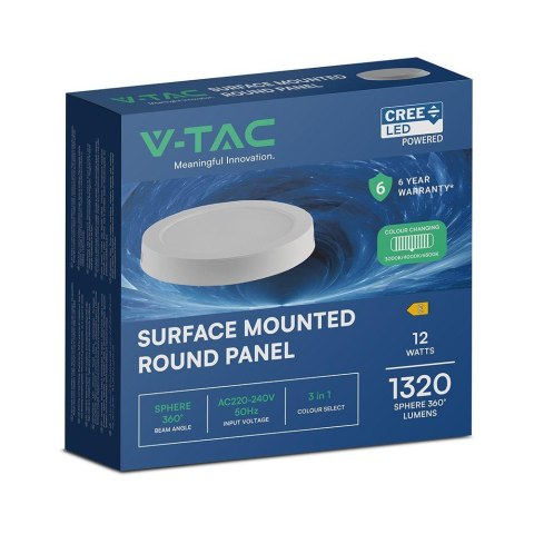 Panel natynkowy downlight V-TAC 12W LED CREE CHIP okrągły VT-60012CCT 1320lm