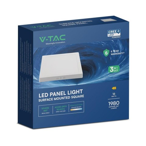 Panel natynkowy downlight V-TAC 18W LED CREE CHIP kwadrat VT-60018CCT 1980lm