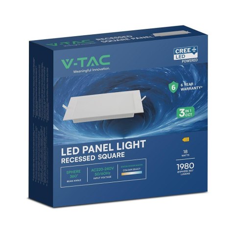 Panel wpuszczany downlight V-TAC 18W LED CREE CHIP VT-61018CCT 1980lm