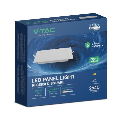 Panel wpuszczany downlight V-TAC 18W LED CREE CHIP kwadrat VT-61024CCT 2640lm