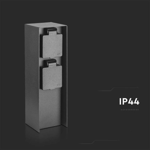 Słupek Ogrodowy V-TAC 2 Gniazda 2x16A 23cm 3600W IP44 Grafit VT-1196 